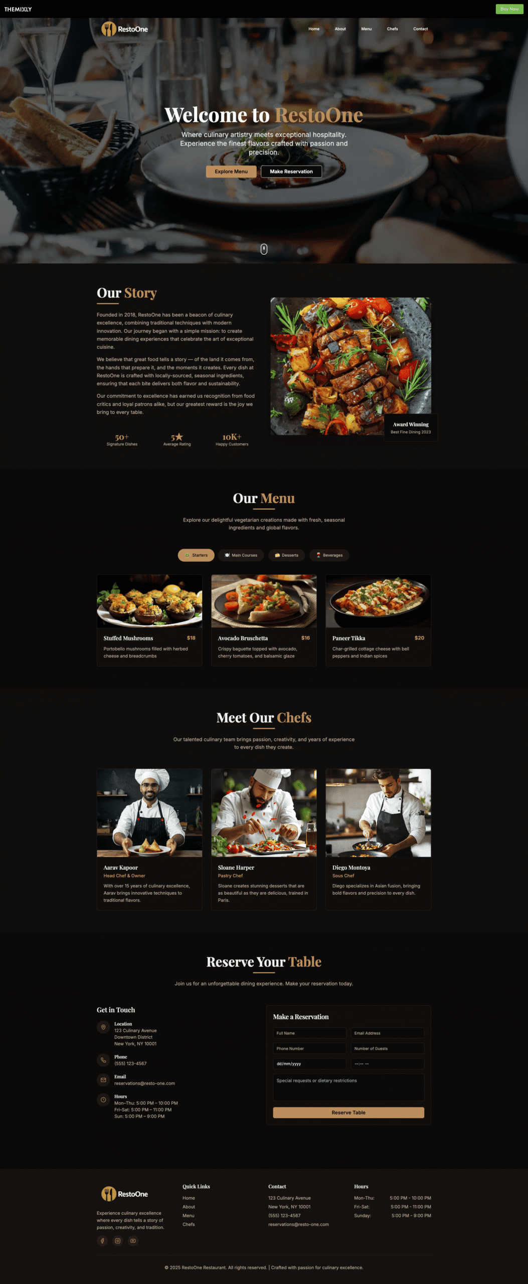 RestoOne – One Page React Template for Restaurant & Cafe