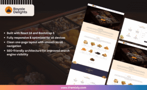 RoyaleDelights – React One-Page Template for Gourmet & Food Brands