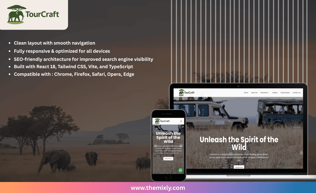 TourCraft – React Travel Agency & Tourism Website Template