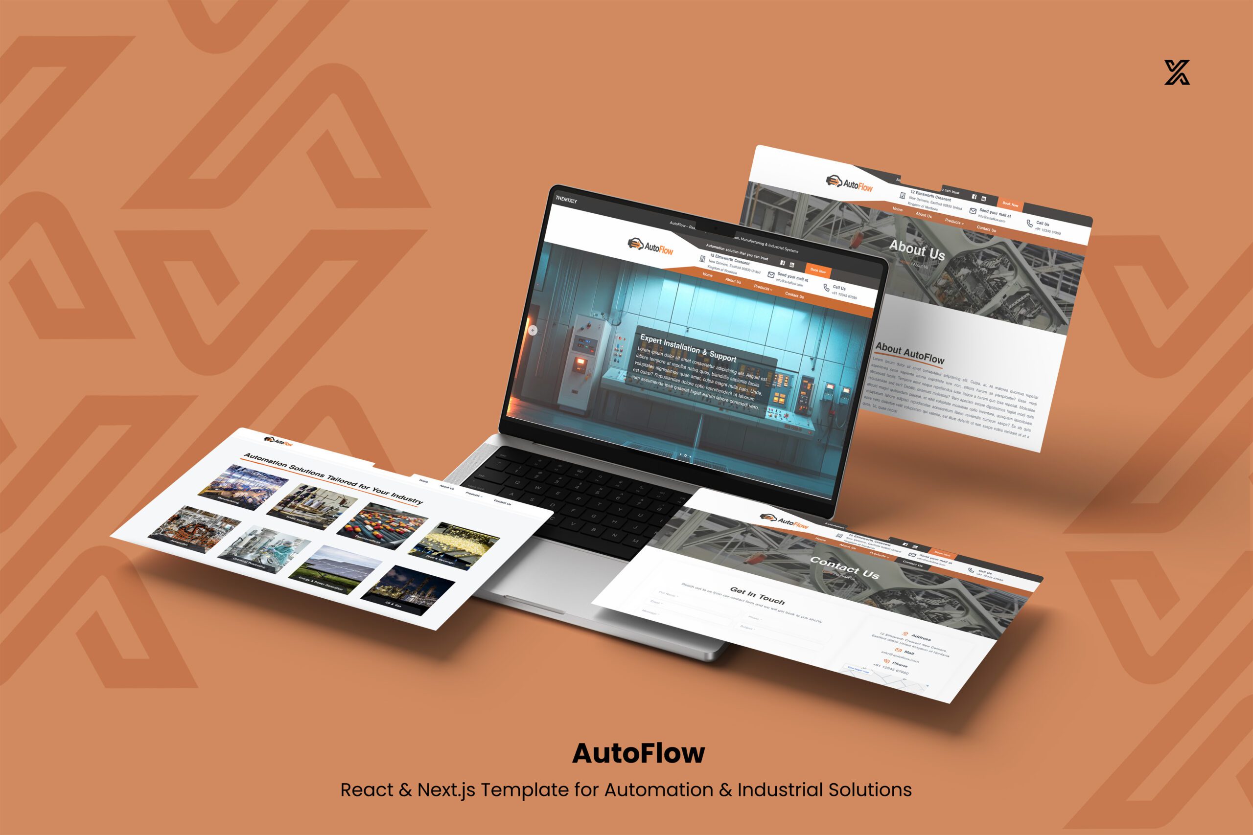 AutoFlow – React & Next.js Template for Automation & Industrial Solutions