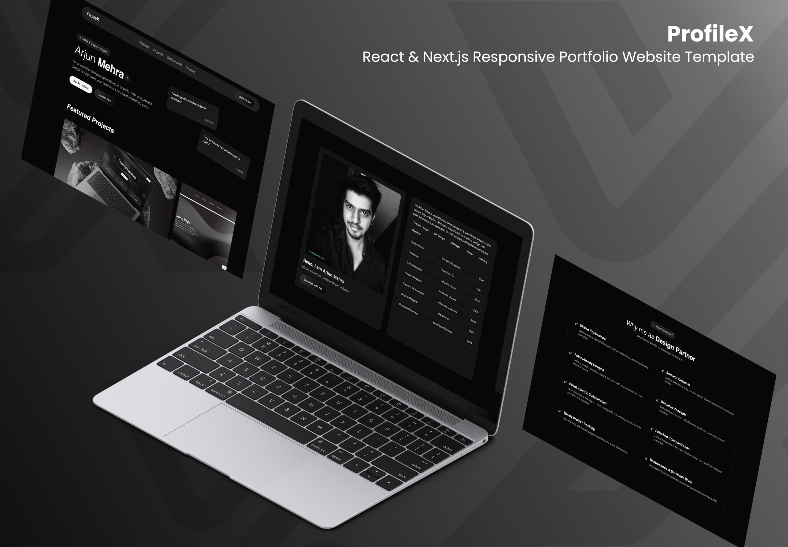 ProfileX – React & Next.js Responsive Portfolio Website Template