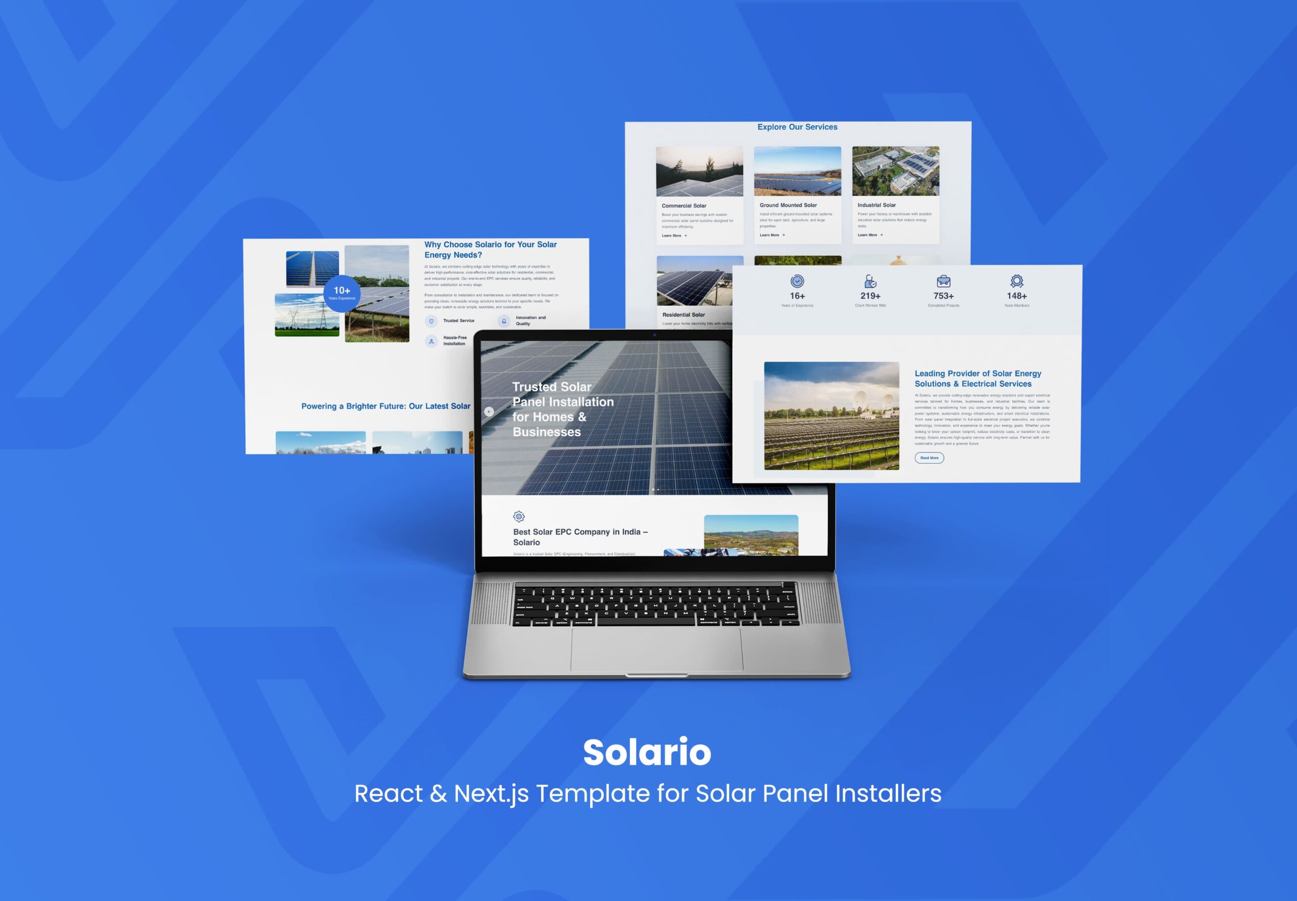 Solario – React & Next.js Template for Solar Panel Installers