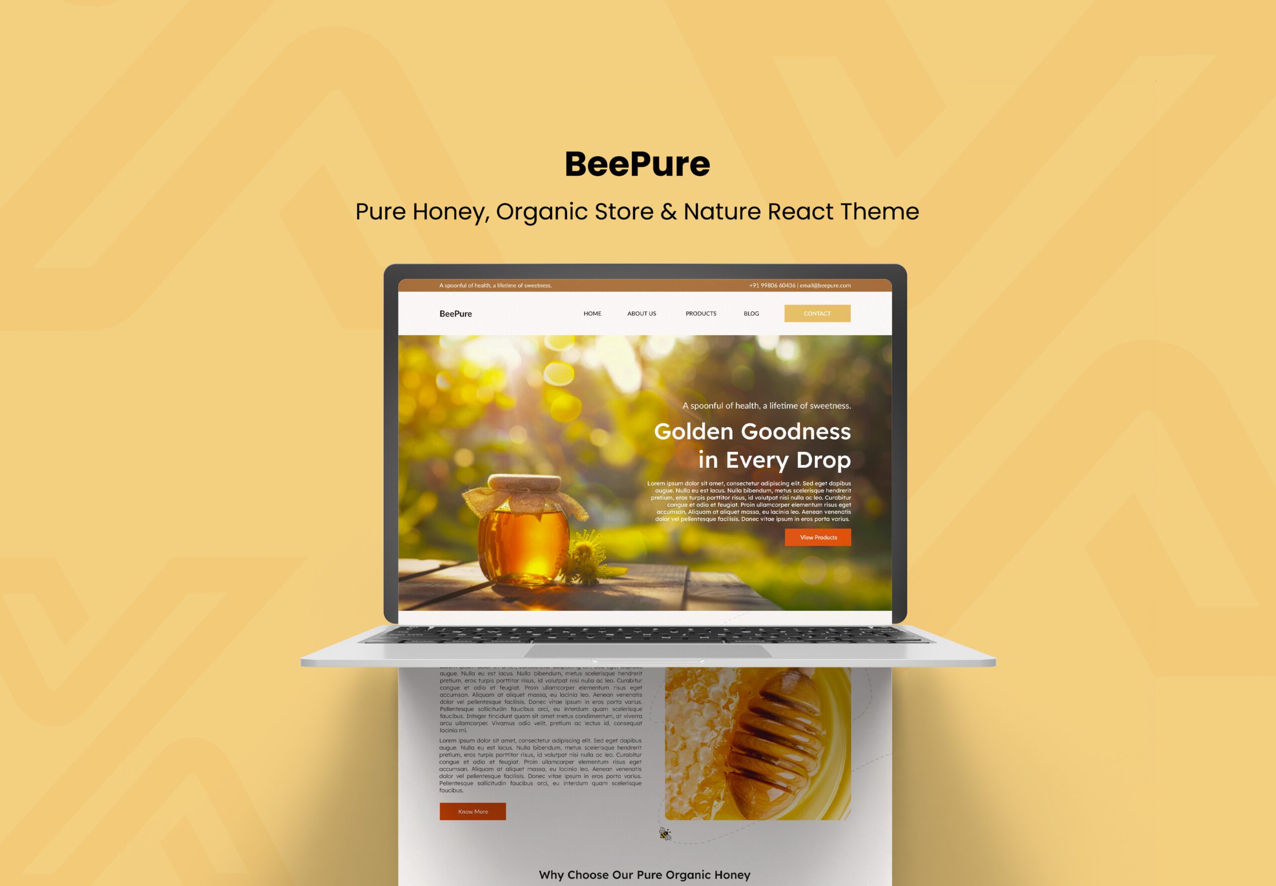 BeePure - Pure Honey, Organic Store & Nature React Theme