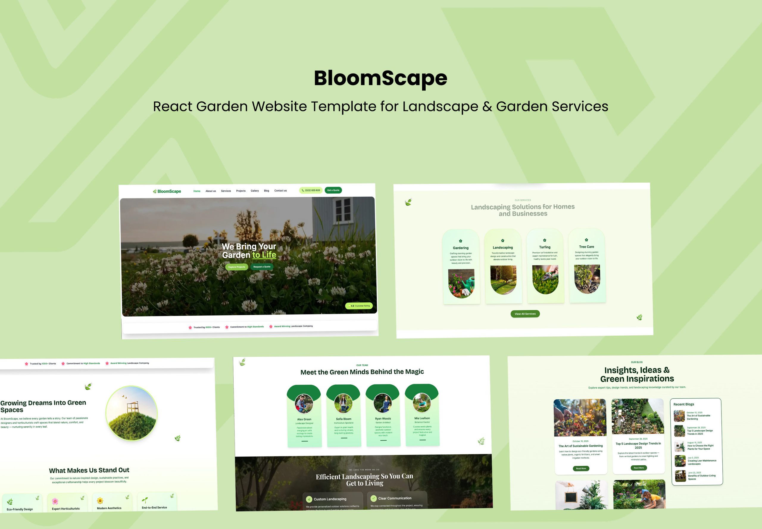 BloomScape – React Garden Website Template for Landscape & Garden Services